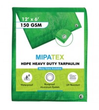 Mipatex Tarpaulin / Tirpal 12 Feet x 6 Feet 150 GSM (Green/White)